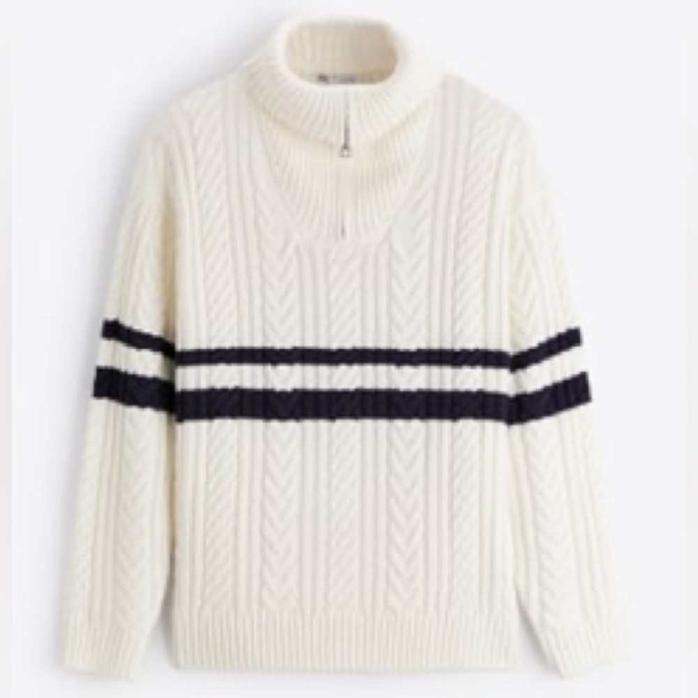 Zara Men’s Textured Weave Mock Neck Sweater
M | Ecru